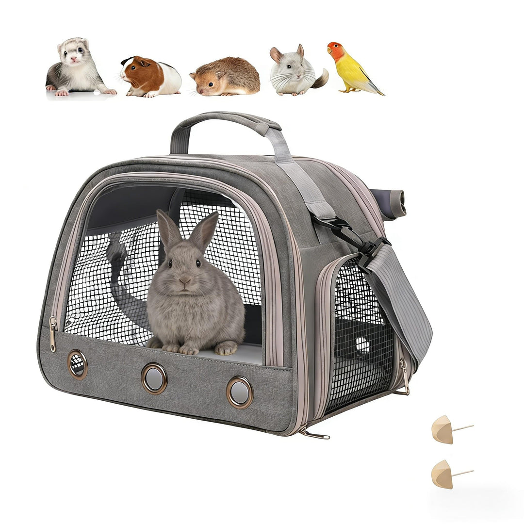 Kleine Haustier Tragetasche Grau Transportbox Für Meerschweinchen Kaninchen Hamster Kleintiere Faltb