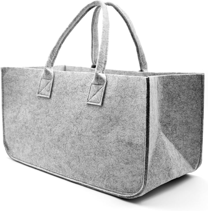 BigDean 3 Stück Filztasche gross in Hellgrau für Kaminholz oder als Shopper verwendbar – Kaminholzko