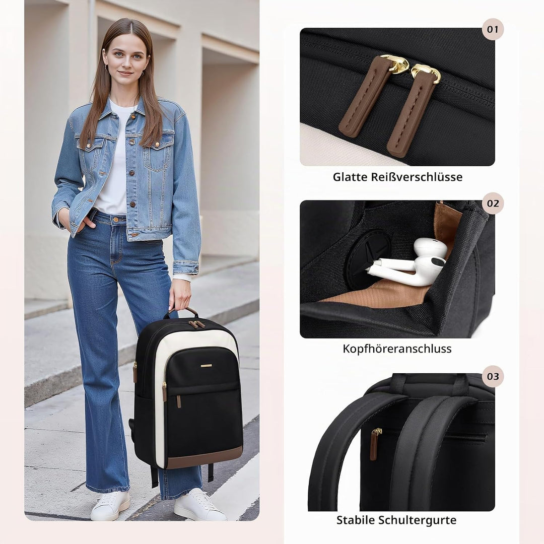 Rucksack Damen für Schule, Laptop Rucksack 16 Zoll, Gross Schultasche Arbeitstasche Lehrertasche Bac