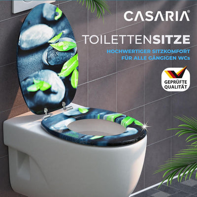 CASARIA® WC Sitz Doppelte Absenkautomatik MDF Holzkern hygienisch Rostfreie Scharniere 175kg Bad Toi