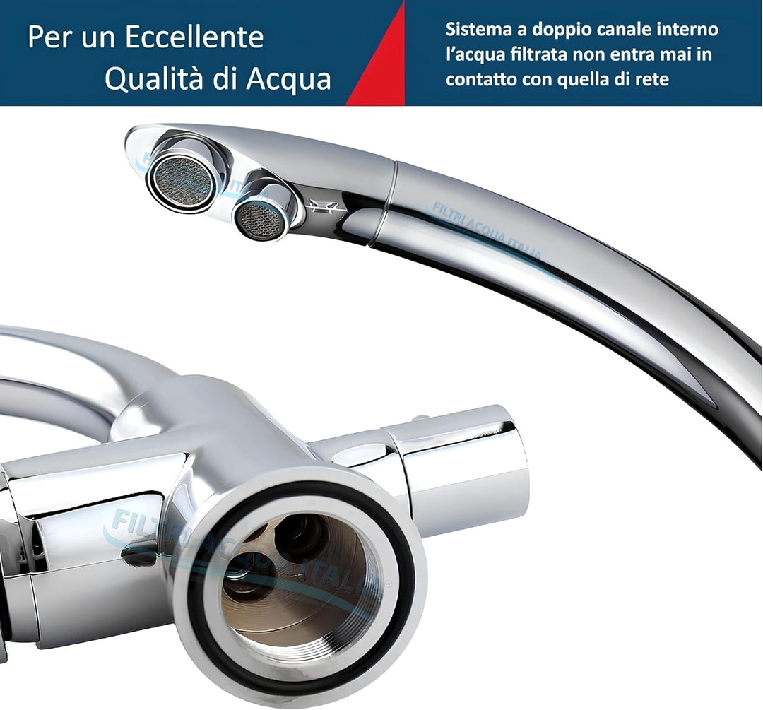 Wasserfilter Italien 3-Wege-Wasserhahn für kaltes und gereinigtes Wasser, 3-Wege-Mischbatterie für W