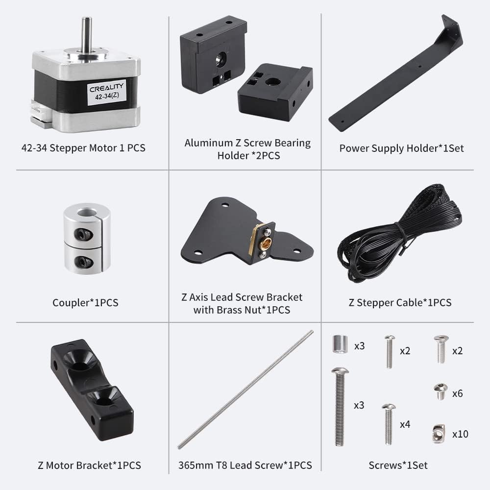 Creality Offizielles Ender 3 Dual Z-Axis Upgrade Kit (42-34 Schrittmotor enthalten) für Ender-3, End