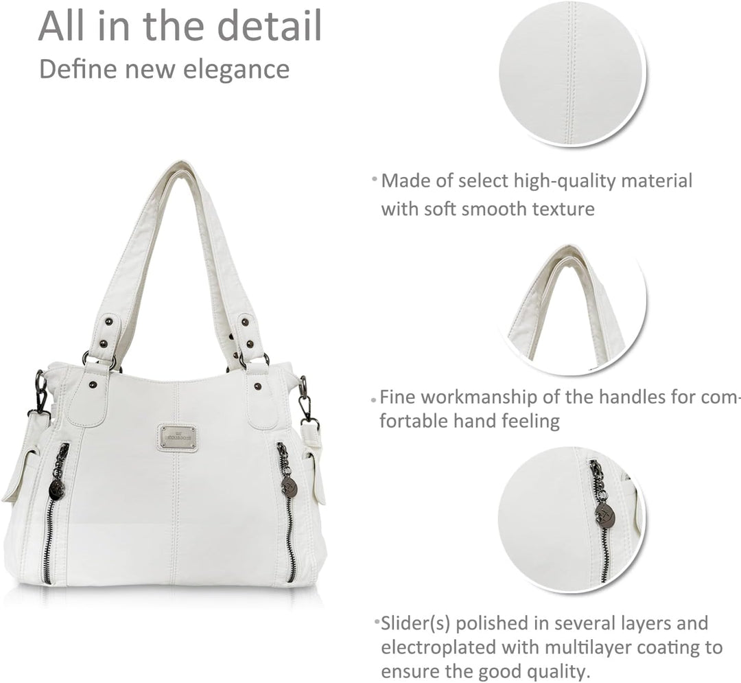 NICOLE &amp; DORIS Women Hobo bags shoulder bags Washed Leather Totes Crossbody with Multiple Compartmen