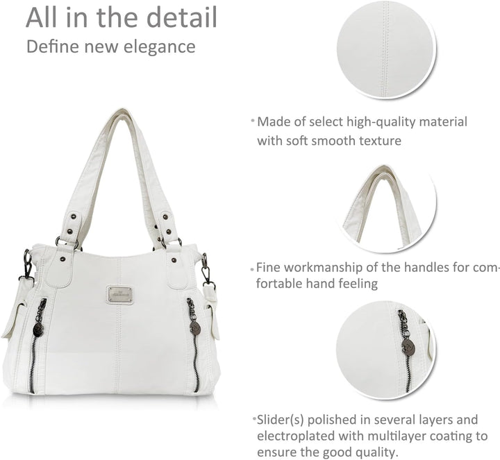 NICOLE &amp; DORIS Women Hobo bags shoulder bags Washed Leather Totes Crossbody with Multiple Compartmen