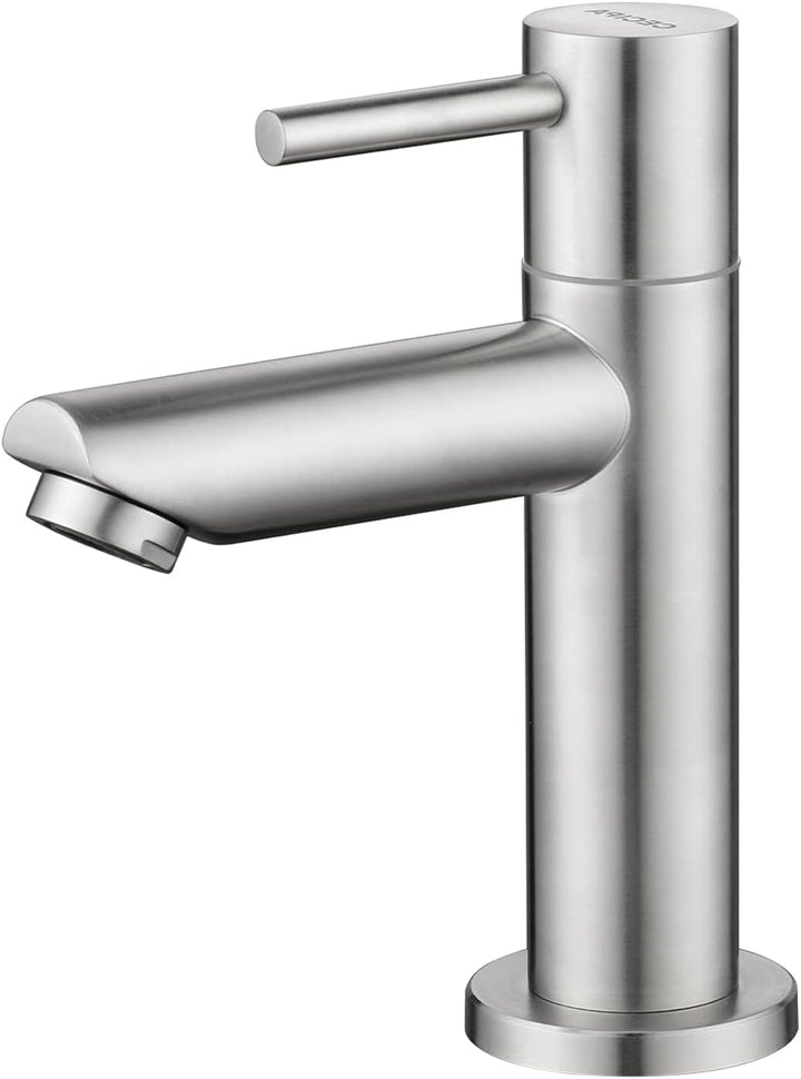 CECIPA Chrom Kaltwasserarmatur mit Anschlussschlauch, Waschbeckenarmatur mit Auslauf Höhe 93.4 mm fü