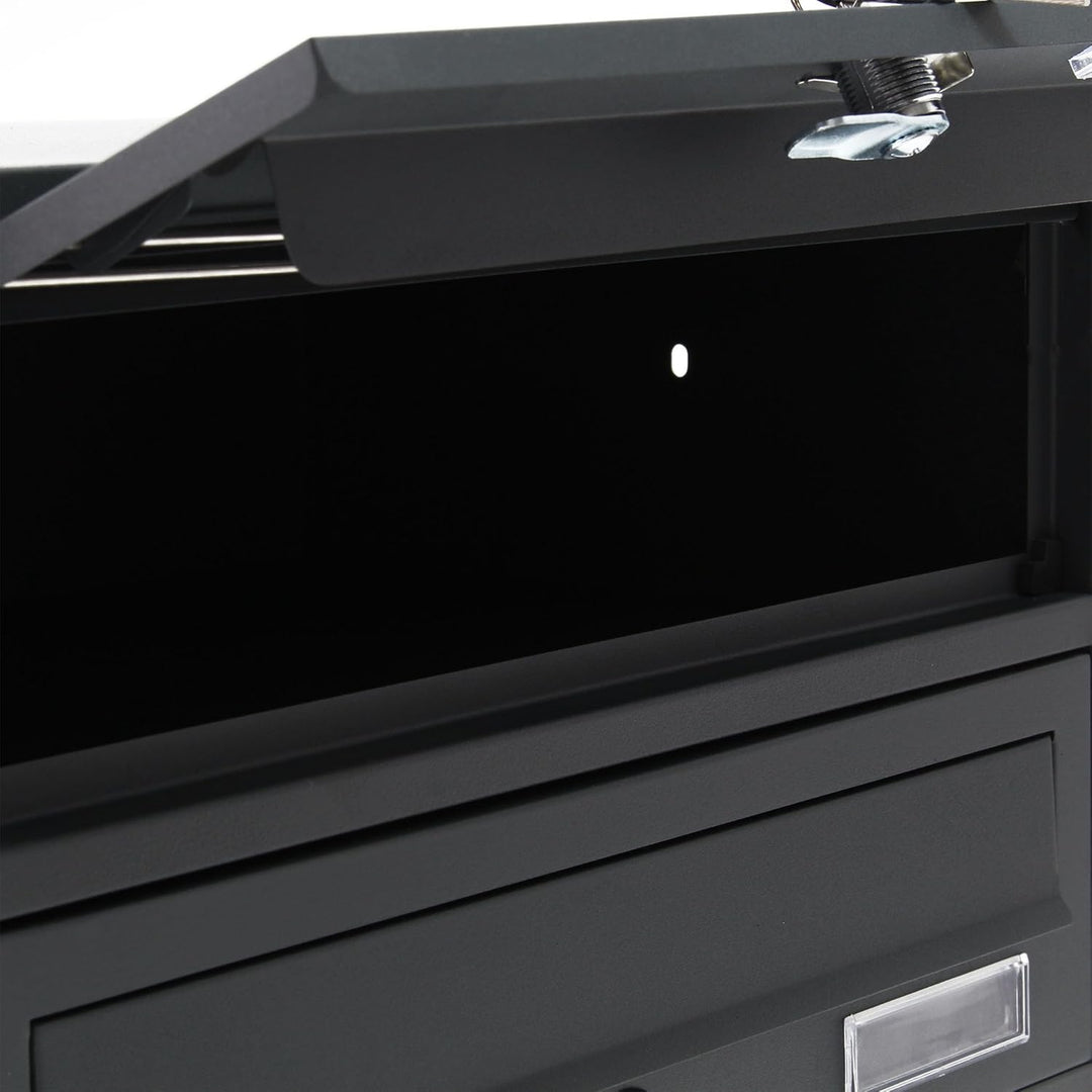 Wiltec 6er Briefkastenanlage Anthrazit 898 x 270 x 1150 mm, Standbriefkasten mit 2x3 Fächern, Schlüs