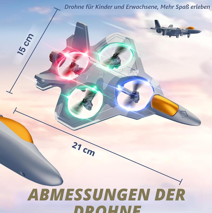 4DRC V50 RC Flugzeug,2 Startmodi, Lichter, 360° Flip, Headless-Modus, 3 Geschwind, 2 Batterien, 2,4