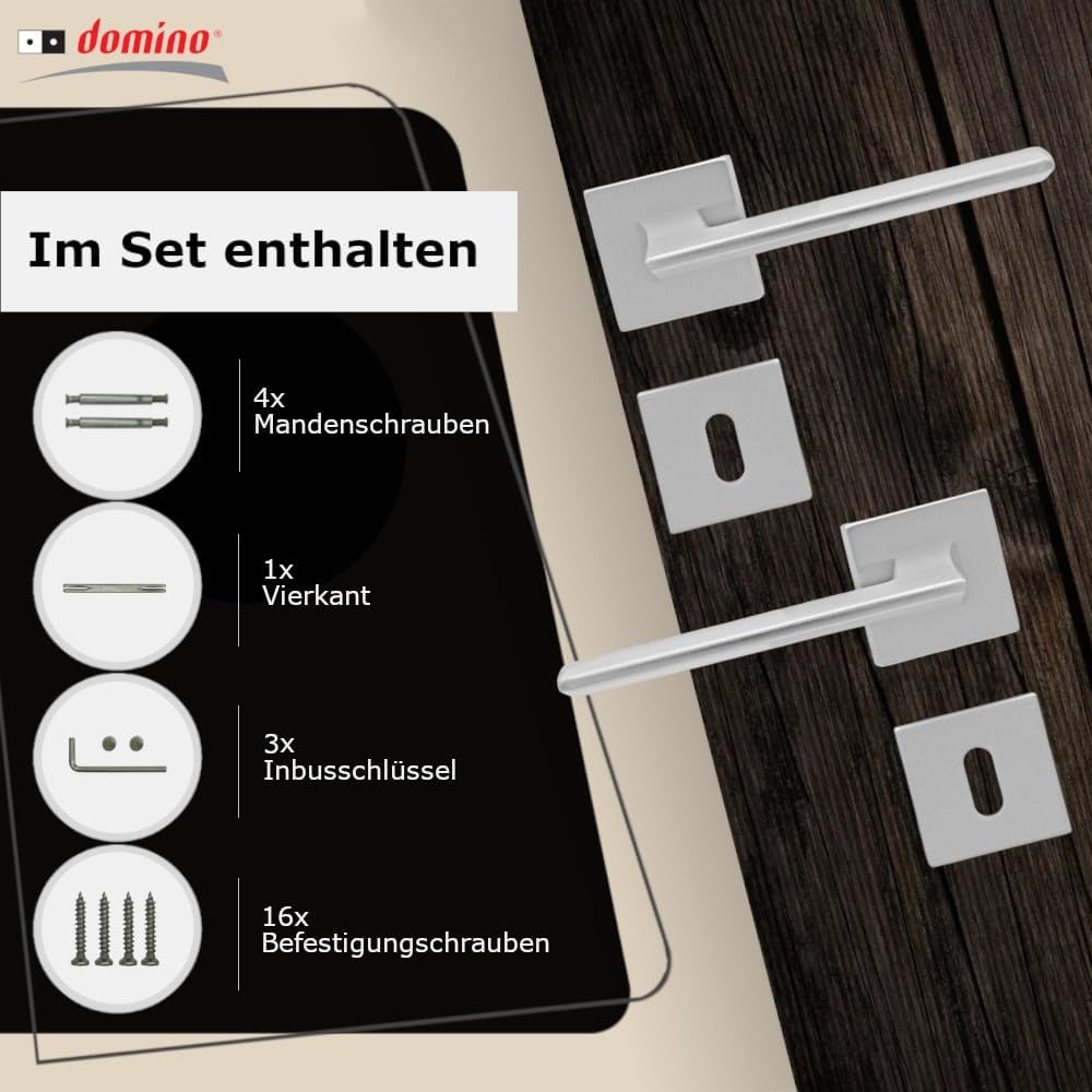 domino Türgriff ELIZA-QR M6 BB-Buntbart Drückergarnitur für Zimmertüren Türdrücker-Set Rosetten-Garn