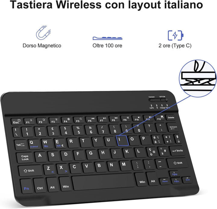FOGARI Tastatur für iPad Air 11 M3 2025/M2 2024, Italienische Tastatur, abnehmbare Bluetooth-Schutzh