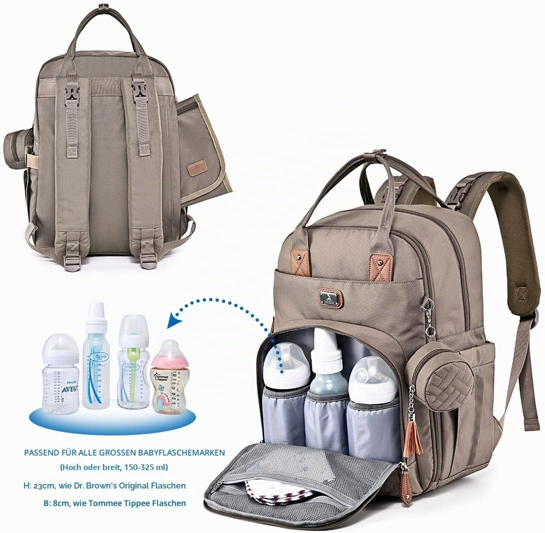 Dikaslon Wickeltasche Rucksack Grosser Wickelrucksack mit Multifunktions-Babytaschen und mobiler Wic