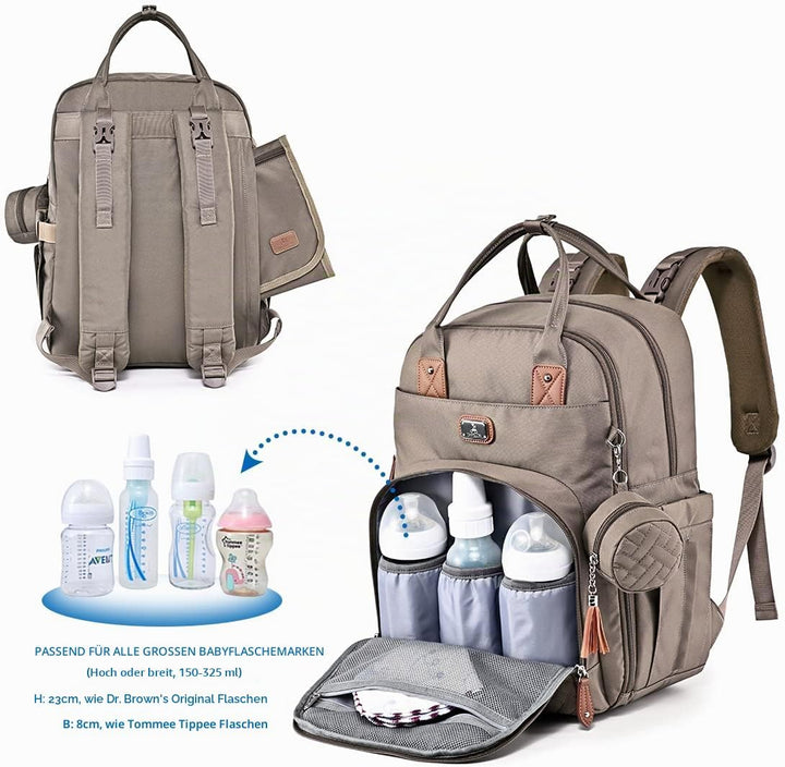 Dikaslon Wickeltasche Rucksack Grosser Wickelrucksack mit Multifunktions-Babytaschen und mobiler Wic