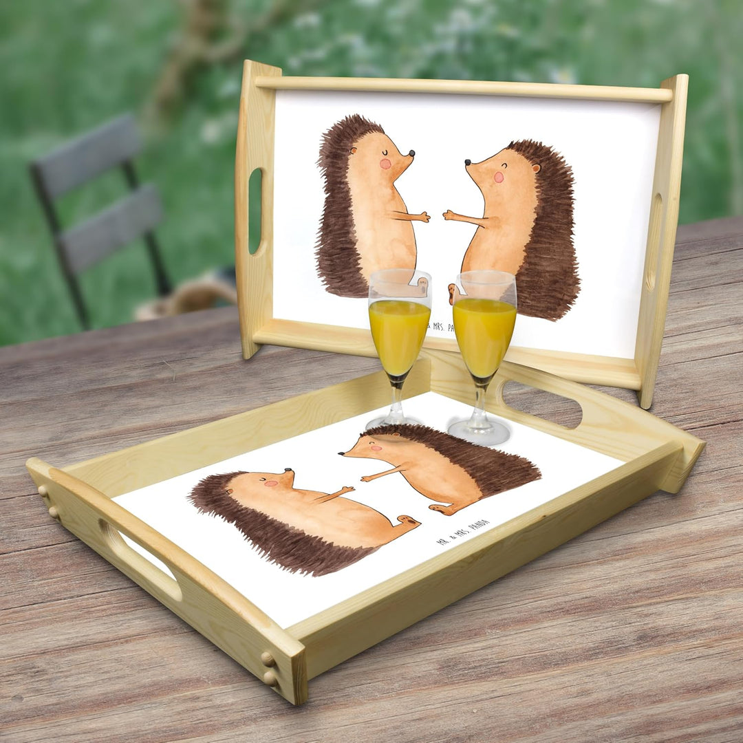 Mr. &amp; Mrs. Panda Serviertablett Igel Liebe - Geschenk, Jahrestag, Dekotablett, Küchentablett, Freund