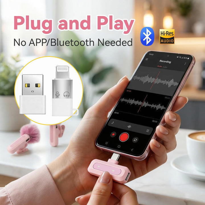Mini kabelloses Lavalier-Mikrofon für Android und iPhone, iOS-Geräte - Rauschunterdrückung Ansteckmi