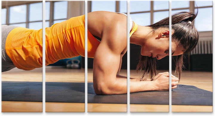 islandburner Bild auf Leinwand Seitenansicht Attraktive Junge Frau Auf Fitness Matte Weibliche Liege