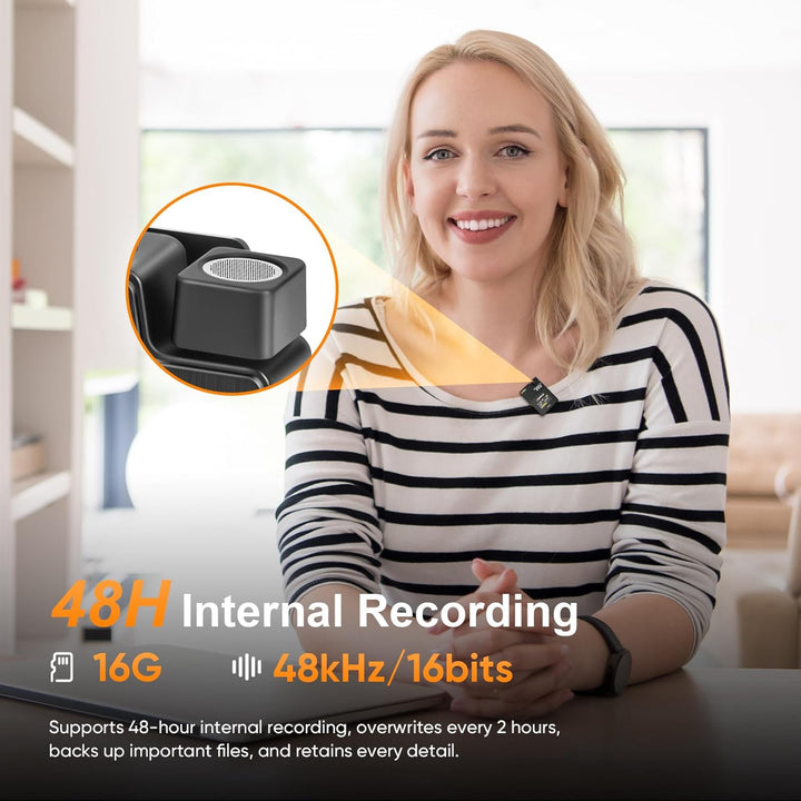 COMICA BOOMX-D2 PRO Lavalier Mikrofon Wireless, 48kHz/16 bit Audioqualität, Lärmminderung, 16GB Spei