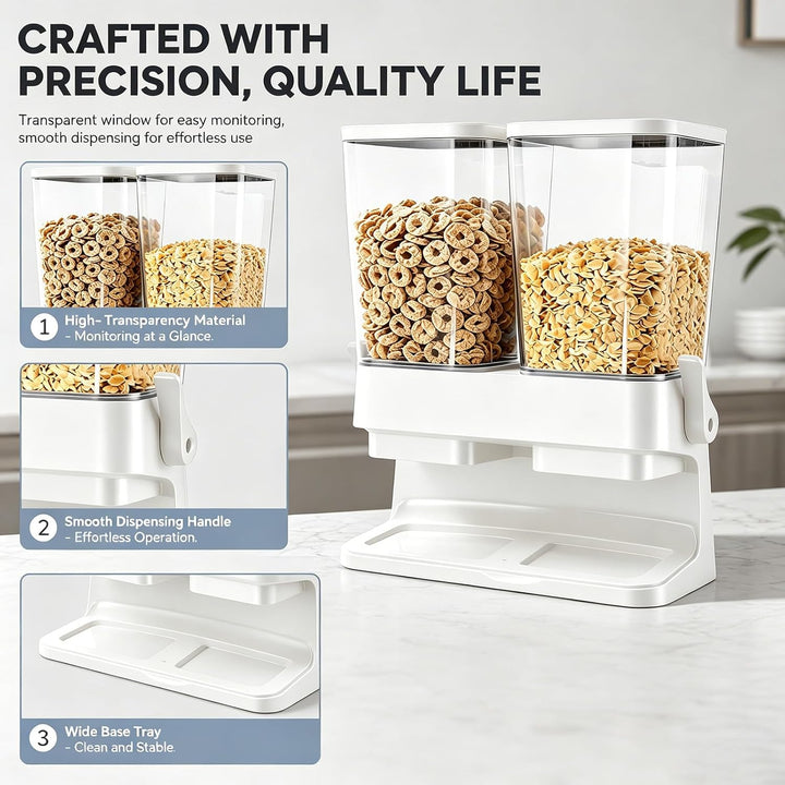 Doppel Müslispender 2 x 3L Vorratsbehälter mit Spender, Cornflakes Spender für Trockenfutter, Cornfl