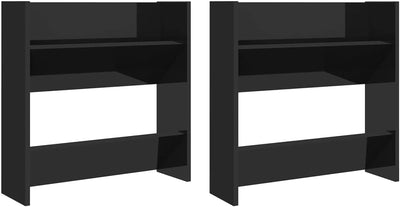 homiuse 2 Stück 60x18x60 cm Wand Schuhschrank mit 2 Kippböden Schuhregal Schmal Hochglanz Schwarz Sc
