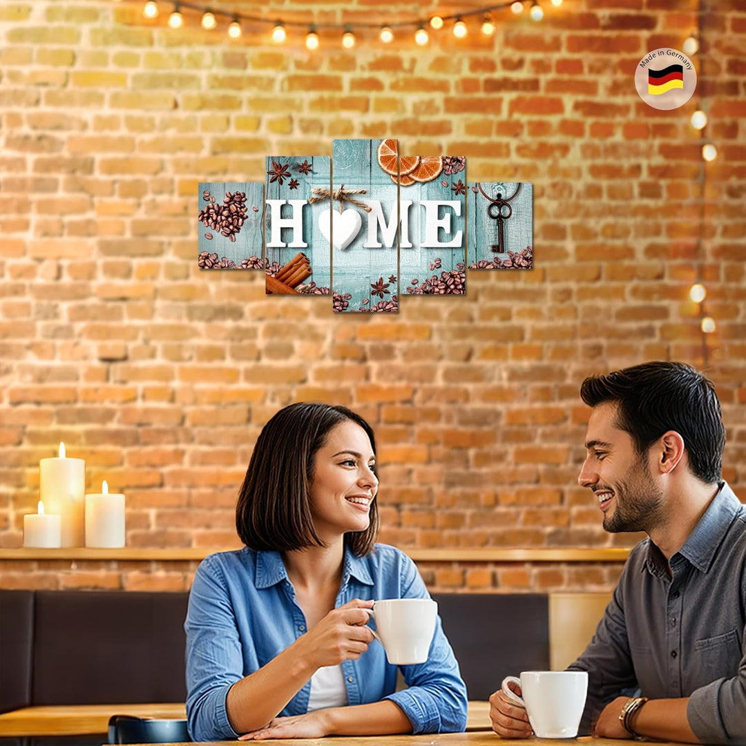 Runa Art Wandbilder Home Küche 5 Teilig Bild auf Vlies Leinwand Deko Esszimmer Küchenbilder Küchenbi