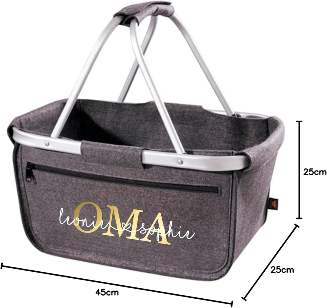 AWASG Einkaufskorb Oma - Personalisiert mit Name - Einkaufstasche faltbar Tragekorb mit Aufdruck - 4