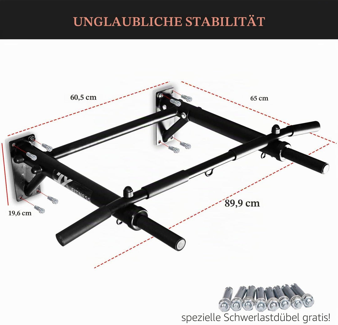 JX FITNESS Klimmzugstangen Klimmzugstange Wandmontage Heimturnhalle Pull Up Bar, 3 Ösen für TRX Trai