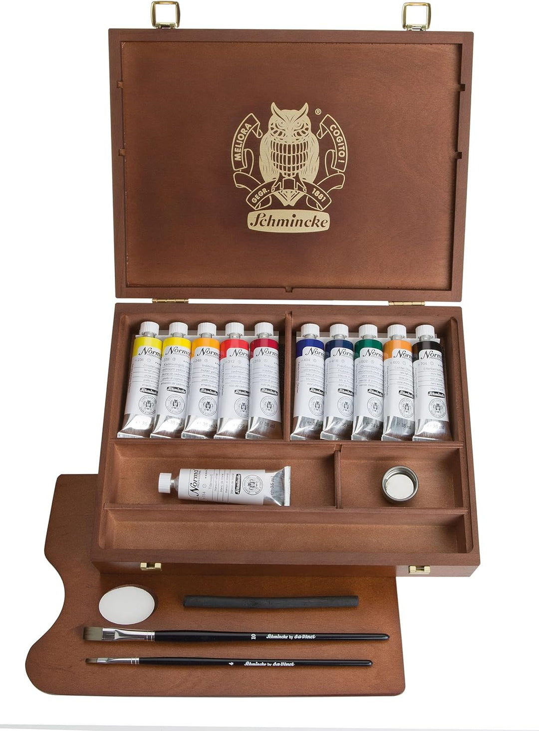 Schmincke - Norma® pinturas al óleo finas. Caja de madera Premium, juego de 11 x 35 ml de pintura al