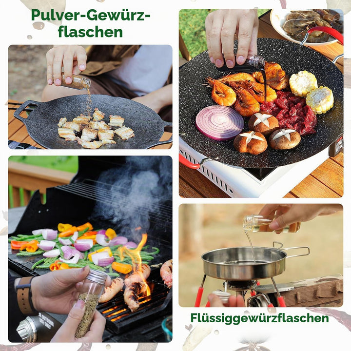 Tissting Gewürzgläser Set, 10 Pcs Gewürzstreuer Camping Outdoor Gewürztasche Camping Gewürze Set Tra