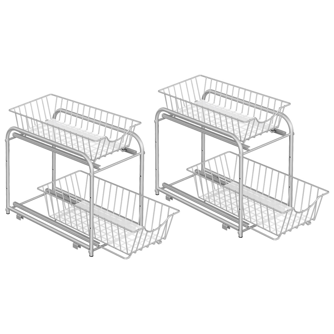 SONGMICS Küchenschrank Organizer, 2er Set, Küchenregal, Ordnungssystem, 2 Ebenen, stapelbar, erweite
