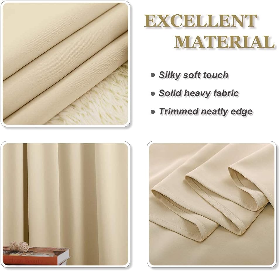 PONY DANCE Verdunkelungsvorhang Beige Ösenvorhang 2er Set H 260 x B 200 cm Gardinen Beige Blickdicht