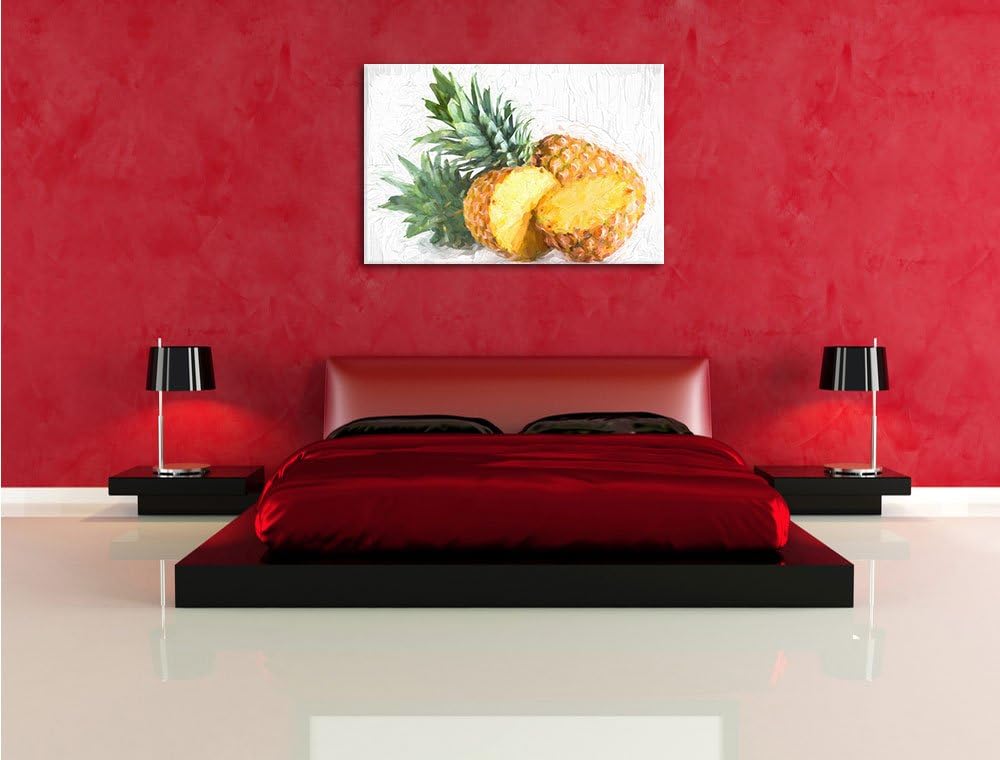 Pixxprint Frische Ananas als Leinwandbild/Grösse: 100x70 cm/Wandbild/Kunstdruck/fertig bespannt, 100