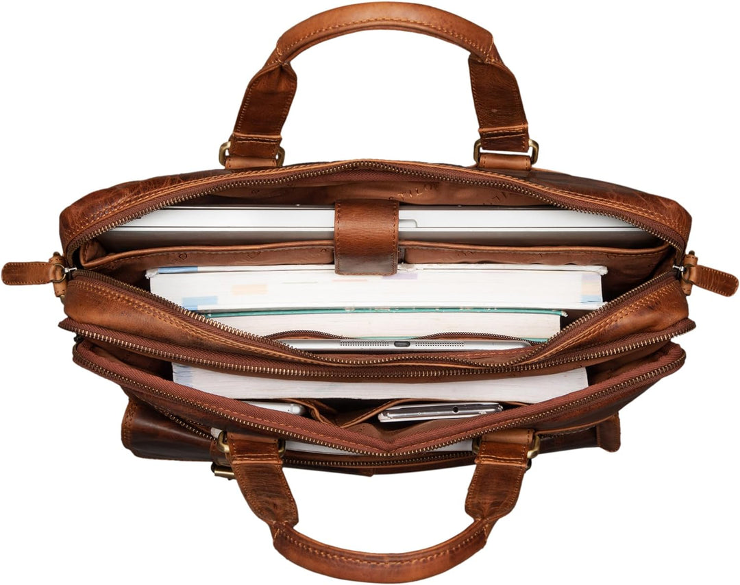STILORD 'Alvaro' Vintage Businesstasche Echtes Leder Laptoptasche 15,6 Zoll Aktentasche Grosse Umhän