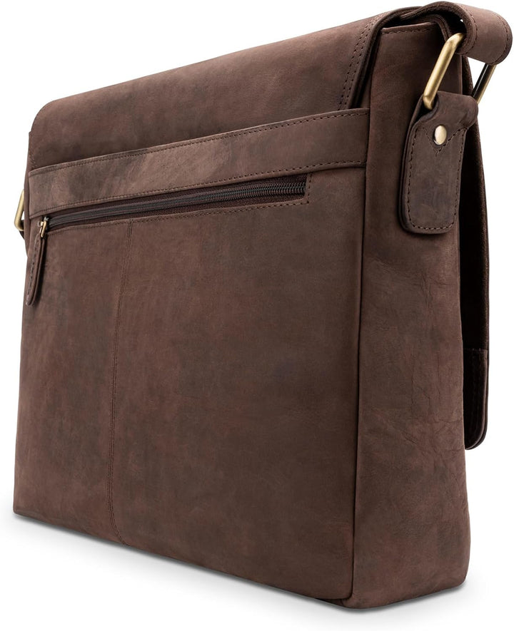 LEABAGS Leder Umhängetasche Herren & Damen I Echtleder Laptoptasche bis 14 Zoll I Messenger Bag mit