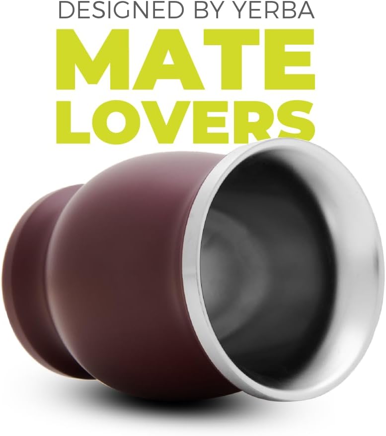 balibetov Yerba Mate Tee Set (Mate Becher) aus Rostfreiem Edelstahl mit Bombilla (Strohhalm) für Mat