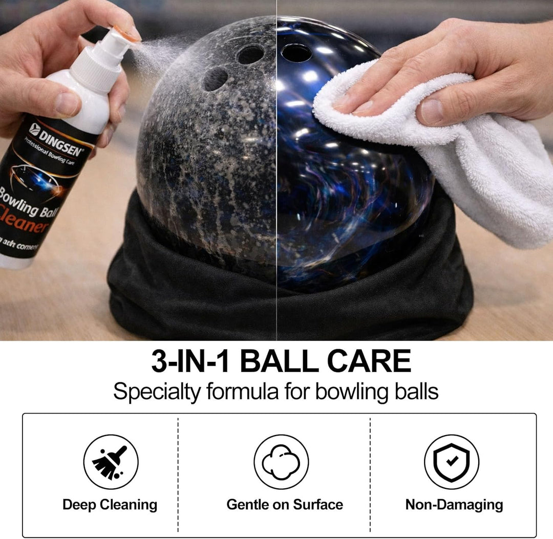 Bowlskugel-Reiniger-Set, professioneller Bowlsball-Reiniger zum Entfernen von Öl, Schrammen und Gurt