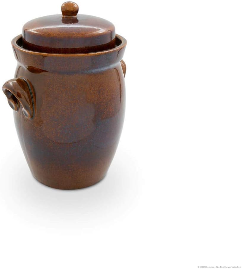 Original K&K Keramik Gärtopf 5,0 L [Form 2] inkl. Deckel + Stein + Zange
