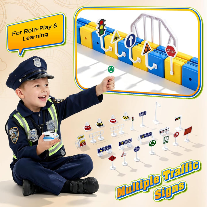 Eisenbahn Kinder Elektrisch 224 Teile – Cube Track Set mit klick-System, 3D-Strecken & Saugnäpfen, K