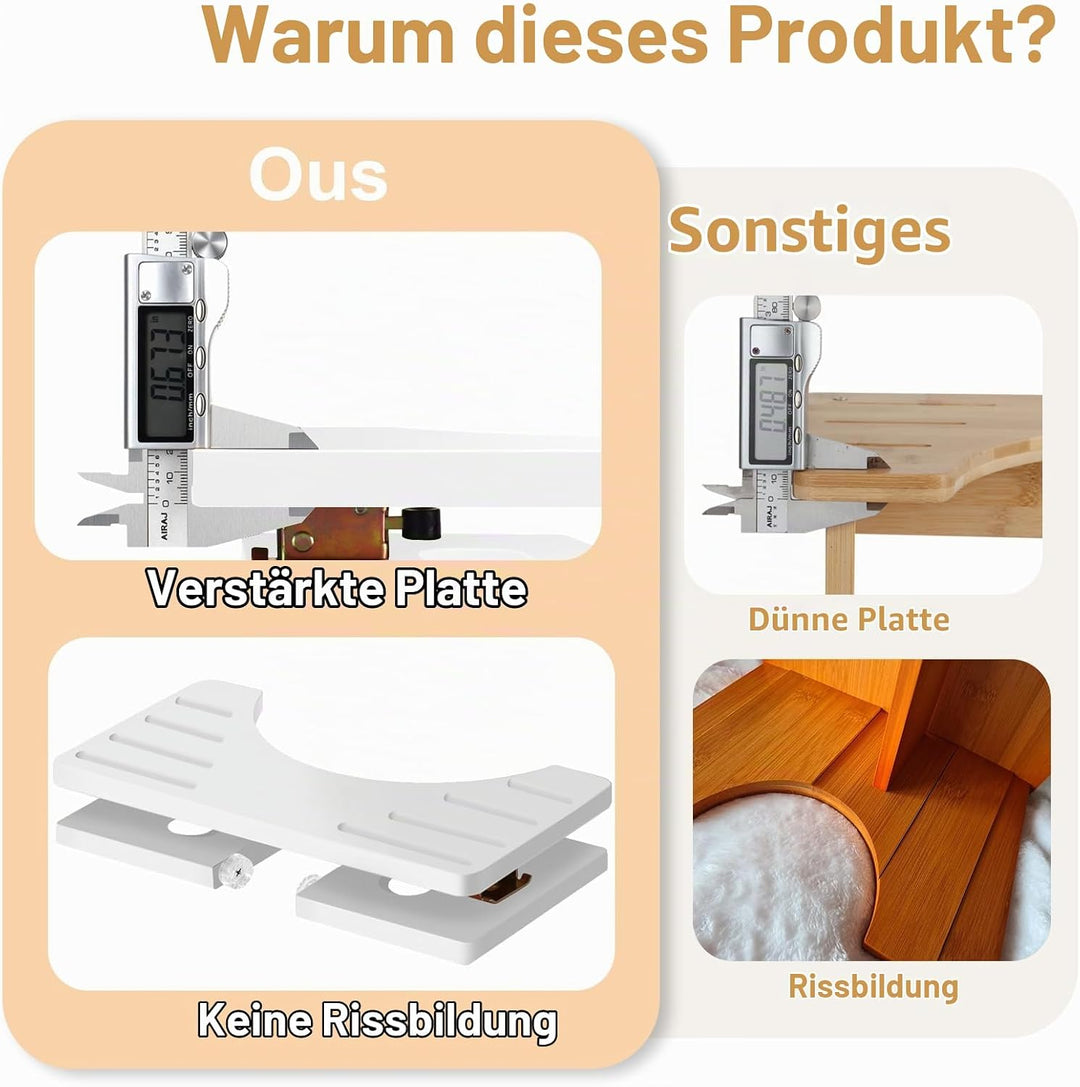 Toilettenhocker Holz, Klappbarer WC Hocker für Erwachsene, Toilettenhocker Erwachsene,Tritthocker Kl