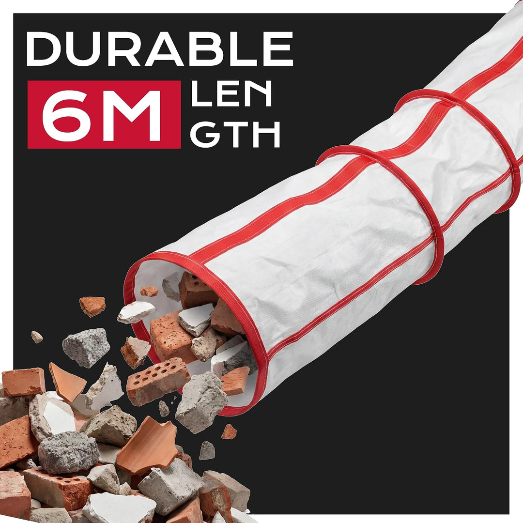 Flexible Schuttrutsche 6m | Bauschuttrutsche Robuste | Abfallrutsche für Bauschutt, Renovierung &amp; Ba