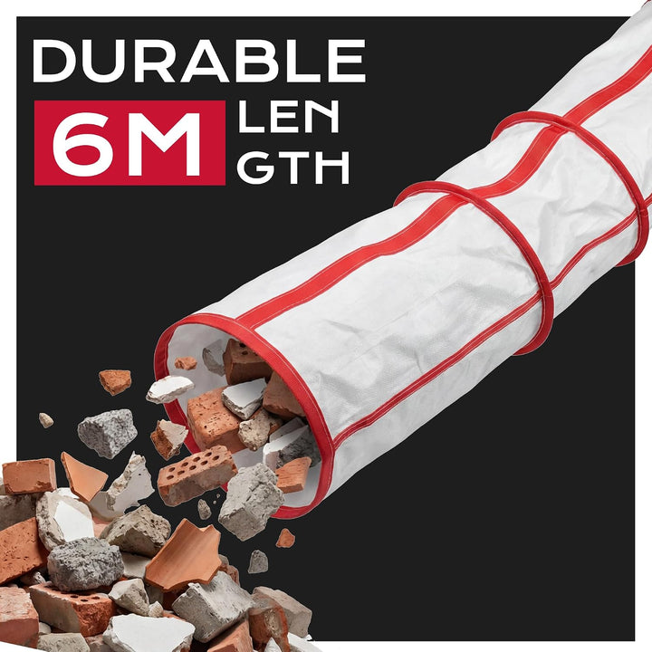 Flexible Schuttrutsche 6m | Bauschuttrutsche Robuste | Abfallrutsche für Bauschutt, Renovierung &amp; Ba