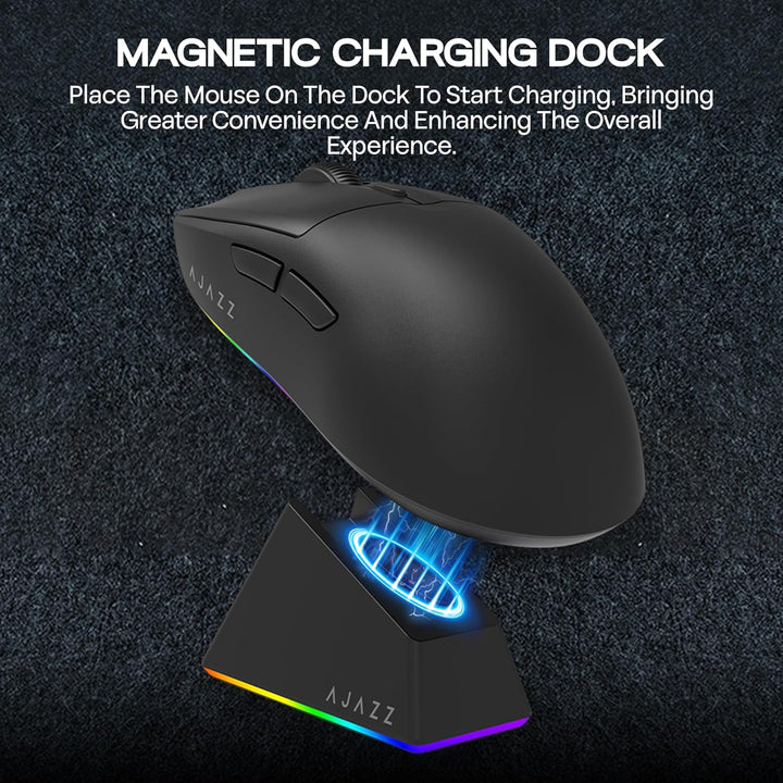 MechLands AJ139 V2 MC Gaming-Maus mit Ladestation, einstellbare 12000 DPI, PAW3311-Sensor, 3 Modi, k