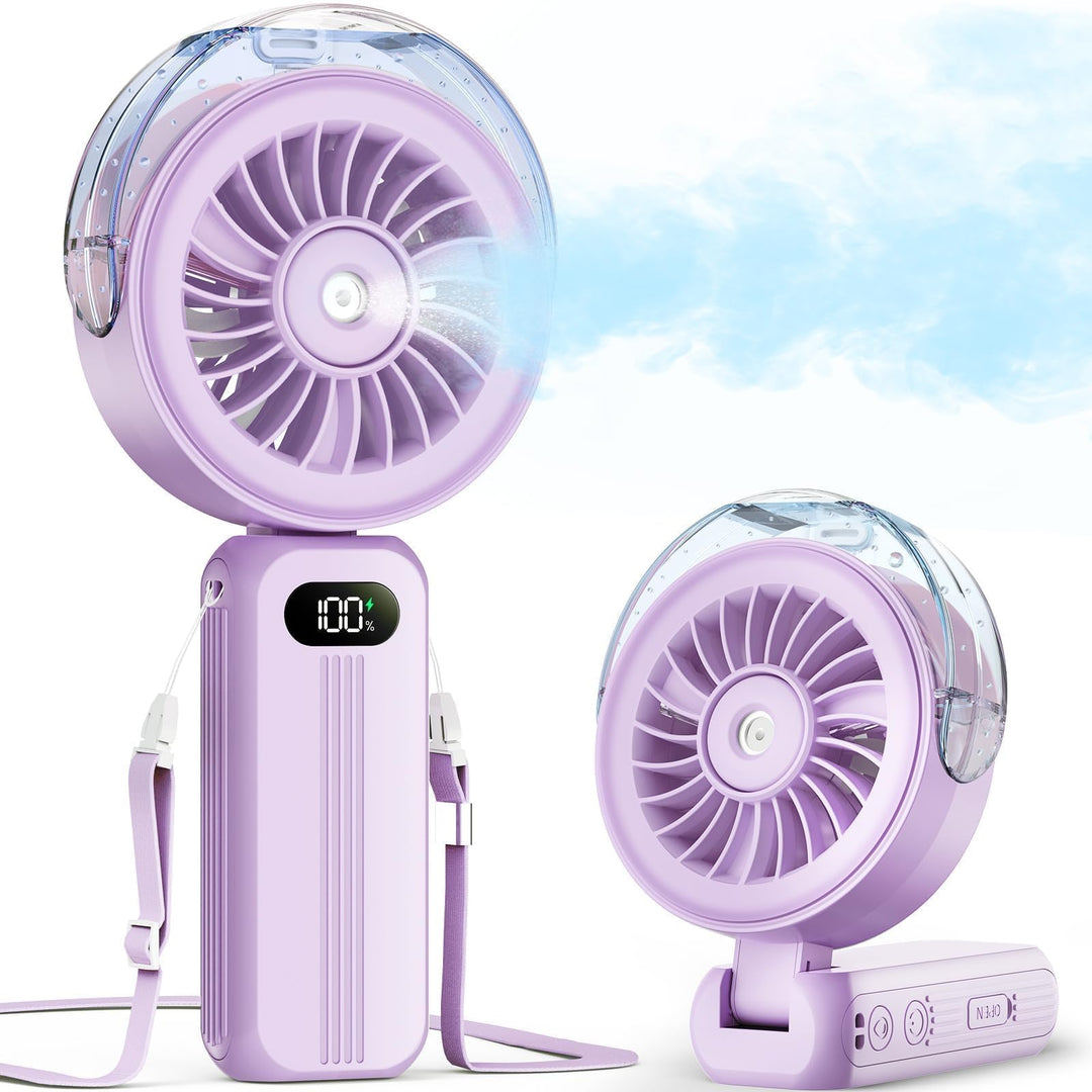 Otlonpe Handventilator Mit Wasserkühlung, 4000mAh Hand Ventilator Akku Aufladbar Mit Wasser, Leistun