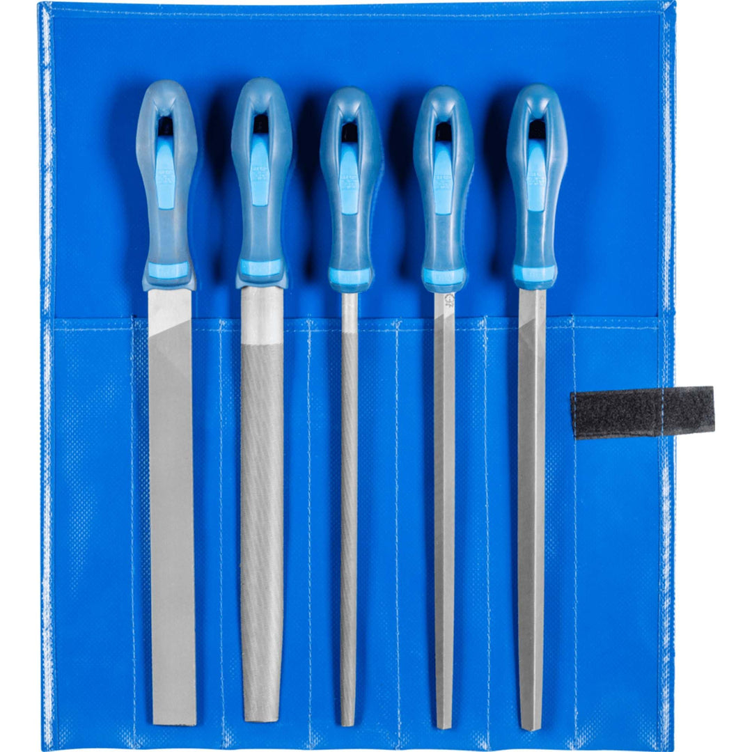 Feilensatz L.250mm Hieb 2 2K-Ergo PFERD Werkstattfeilen-Set in PVC-Rolltasche Kreuzhieb H2 Länge 250