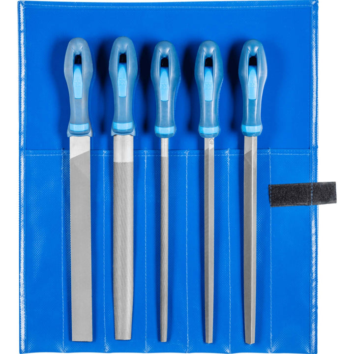 Feilensatz L.250mm Hieb 2 2K-Ergo PFERD Werkstattfeilen-Set in PVC-Rolltasche Kreuzhieb H2 Länge 250