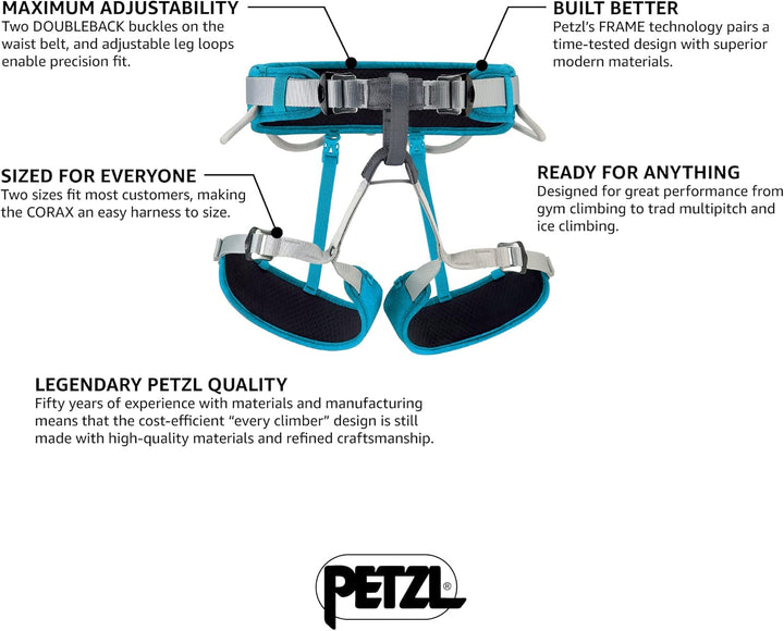 PETZL Unisex Corax Klettergurt (1er Pack) Einheitsgrösse Türkis, Einheitsgrösse Türkis