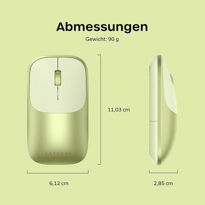 SATECHI Slim EX Bluetooth-Maus, 2,4 GHz, USB-C-Akku, Zitrus, Zitrus