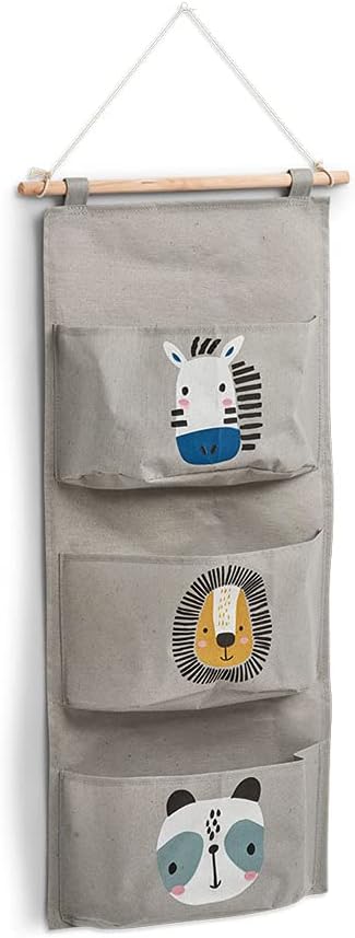 Zeller 14287 Hänge-Aufbewahrung "Animals", Baumwolle/Polyester, ca. 35x81,5 cm ca. 35 x 81,5 cm Grau