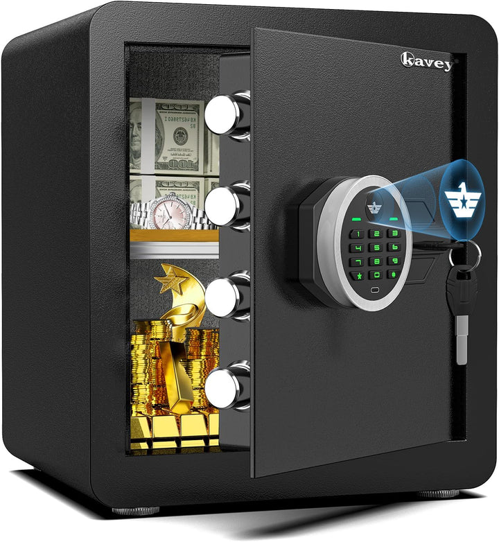 kavey 42L Safe Tresor, Möbeltresore mit digitalem Tastenfeld und dualem Alarmsystem, Geldkoffer mit