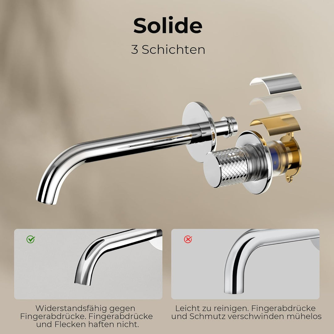 EMKE Waschtischarmatur Unterputz für Wandmontage, Wasserhahn Bad Unterputz, Mischbatterie Waschbecke