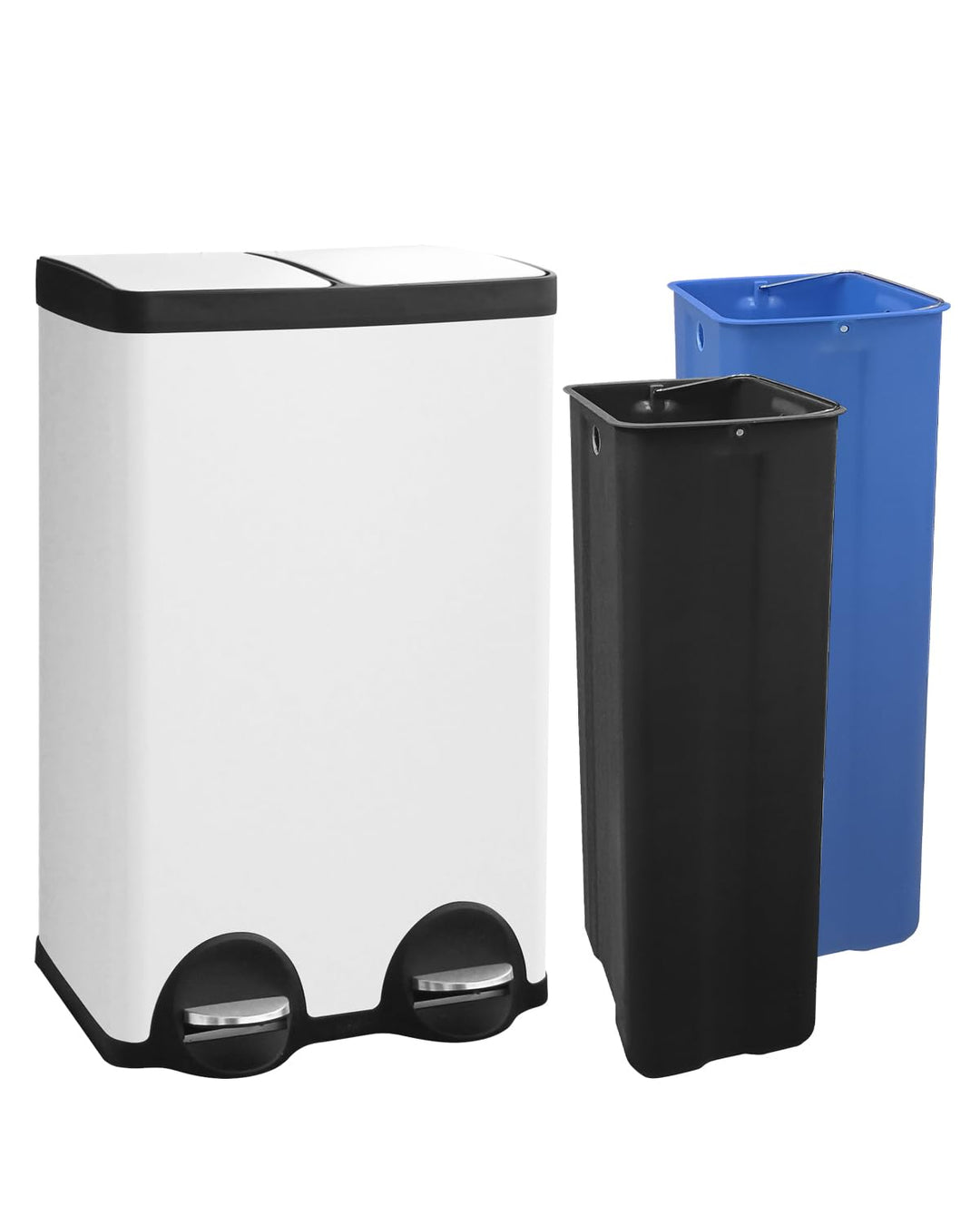 Mülleimer 2 Fächer 60 L,Mülltrennsystem 2x30l,60 Liter Abfalleimer Küche 2 fächer Recycling und Abfa