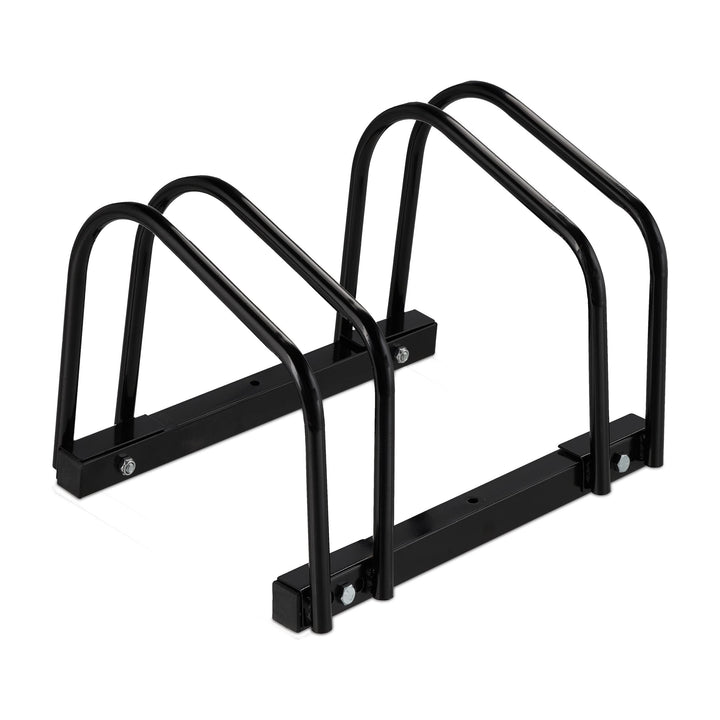 Relaxdays Fahrradständer, für 2 Fahrräder, aus Metall, mit Montagematerial für Boden, HxBxT: 27 x 40