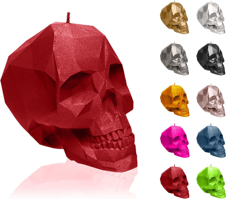 Candellana Kerze Kleiner Schädel Low Poly | Höhe: 7,5 cm | Rot | Totenkopf | Handgemacht in der EU 7